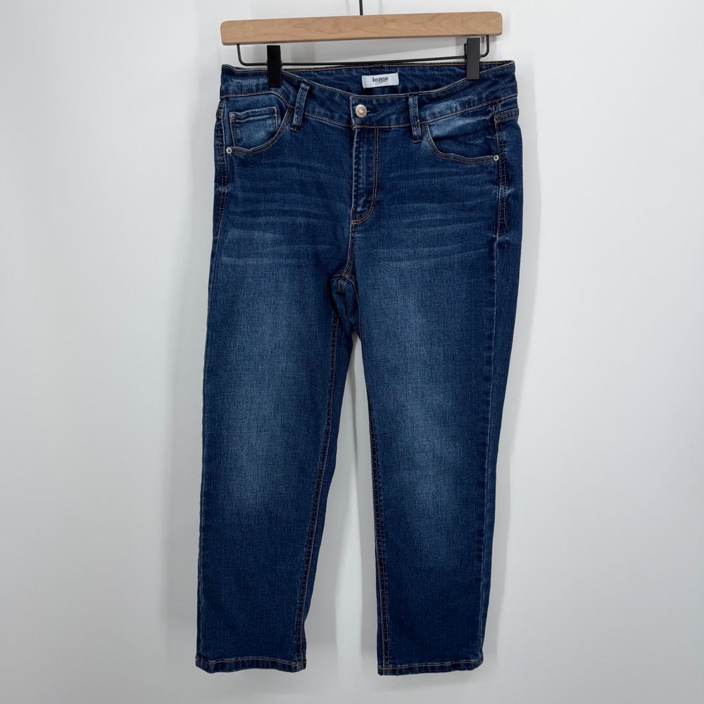Kensie Crop Jeans Womens 8/29 Blue Dark Wash Stretch Straight Leg
